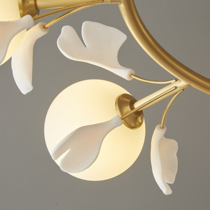 PAULY Glass Retro Leaf Round Chandelier