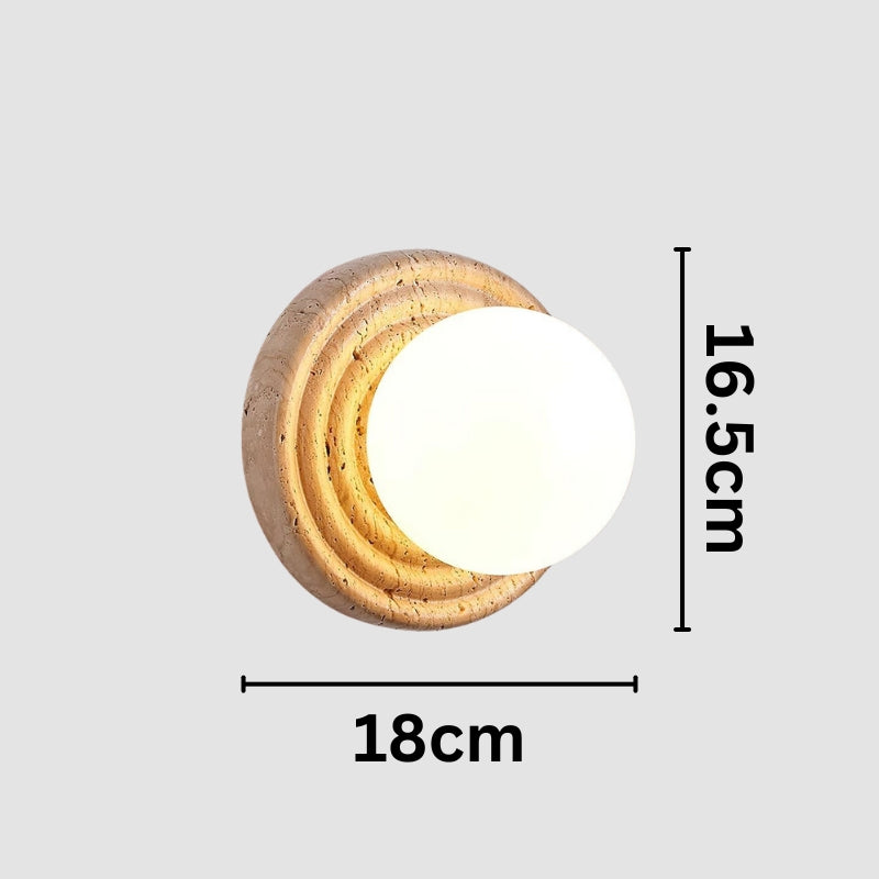 PIM Glass Travertine Round Wall Lamp