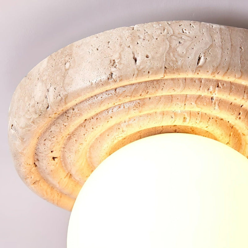 PIM Glass Travertine Round Wall Lamp