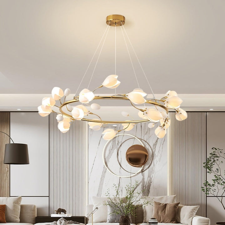 RAINA Magnolia Porcelain Flower Branch Elegant Ceiling Light Chandelier