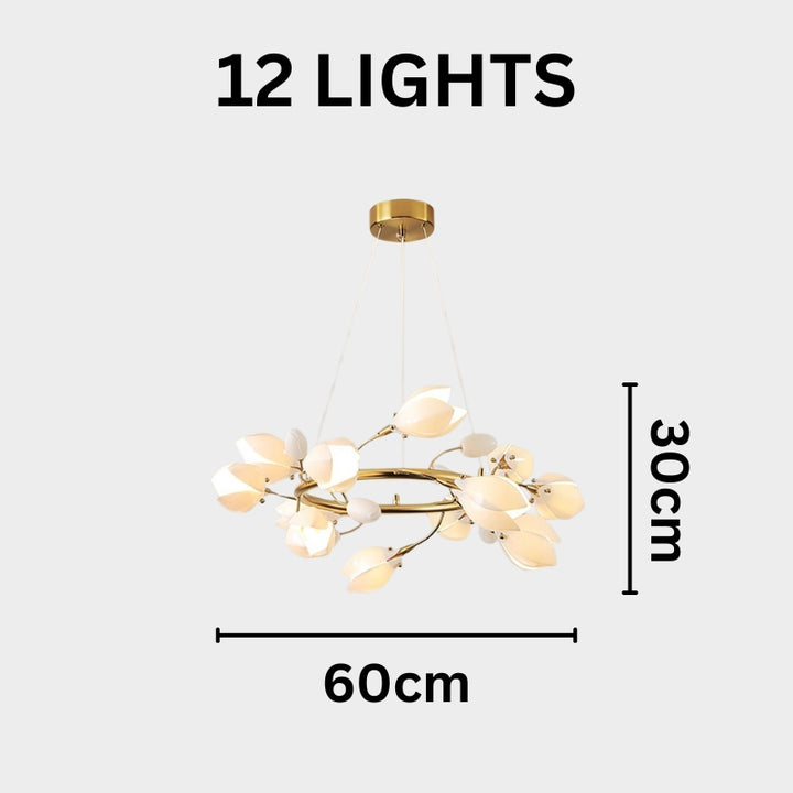 RAINA Magnolia Porcelain Flower Branch Elegant Ceiling Light Chandelier