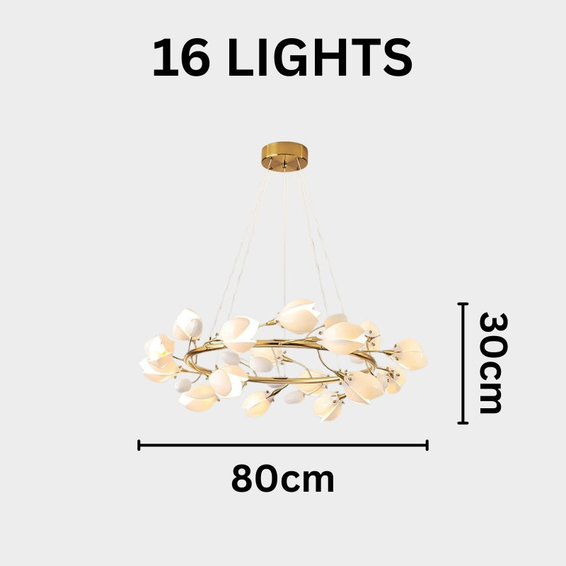 RAINA Magnolia Porcelain Flower Branch Elegant Ceiling Light Chandelier