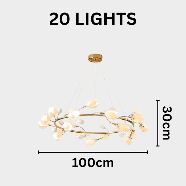 RAINA Magnolia Porcelain Flower Branch Elegant Ceiling Light Chandelier