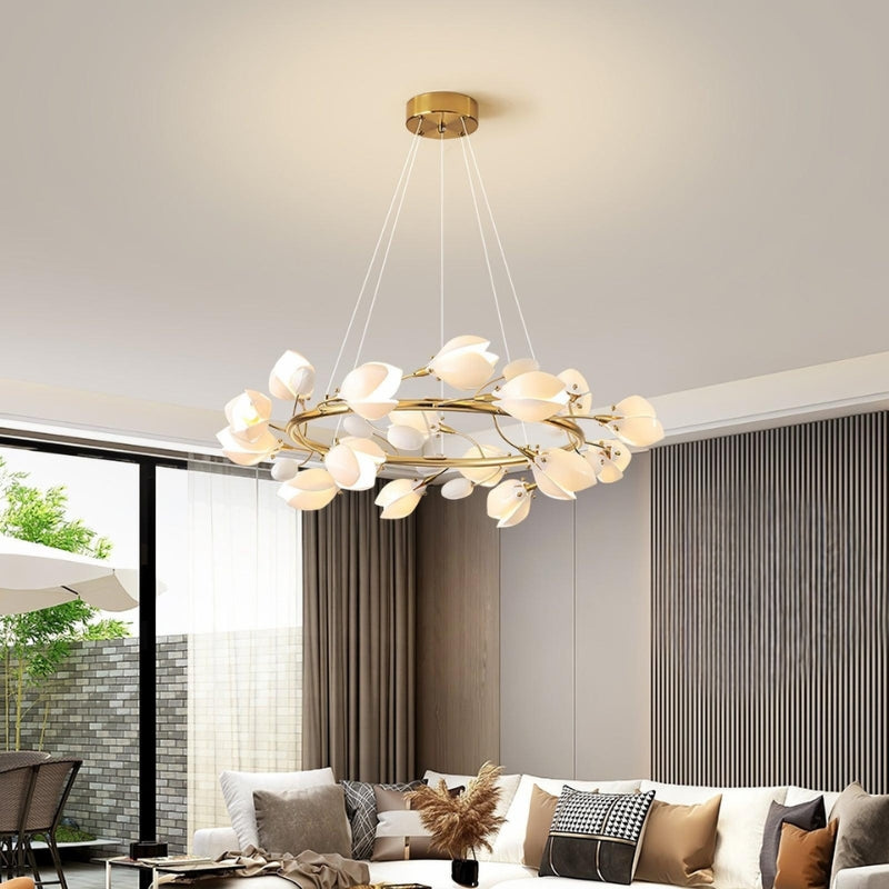 RAINA Magnolia Porcelain Flower Branch Elegant Ceiling Light Chandelier