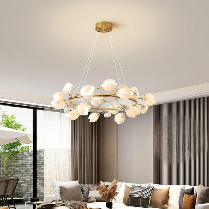 RAINA Magnolia Porcelain Flower Branch Elegant Ceiling Light Chandelier