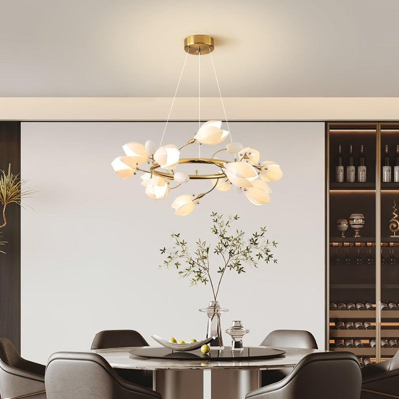 RAINA Magnolia Porcelain Flower Branch Elegant Ceiling Light Chandelier