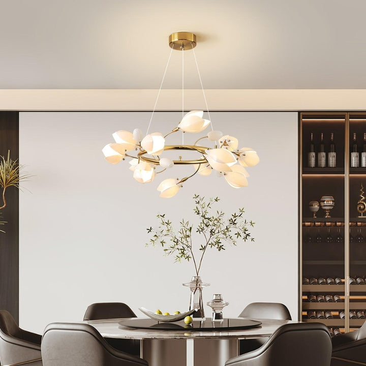 RAINA Magnolia Porcelain Flower Branch Elegant Ceiling Light Chandelier