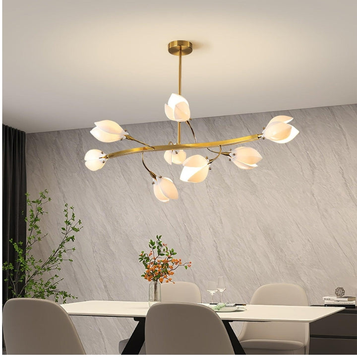 RAINA Magnolia Porcelain Flower Branch Elegant Ceiling Light Chandelier