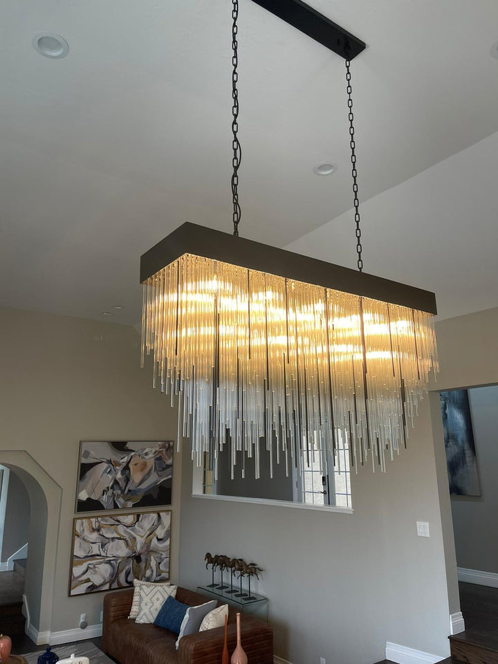 RAINY Long Modern Chandeliers for High Ceilings11
