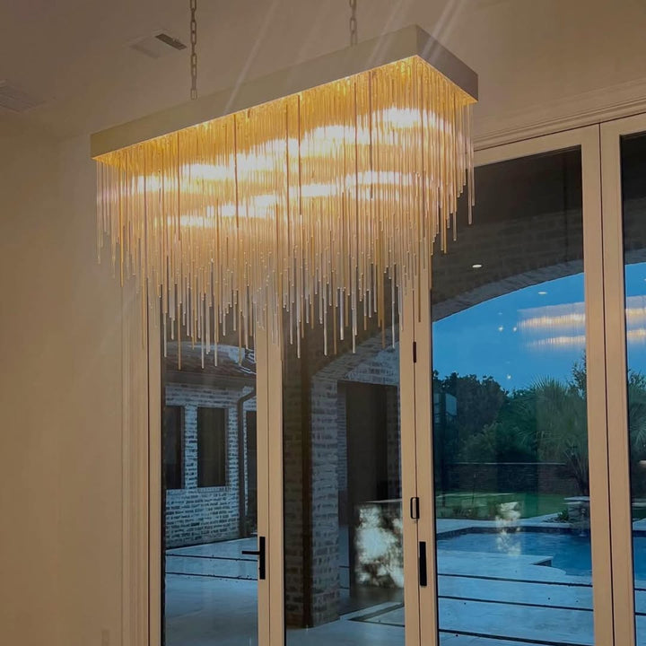 RAINY Long Modern Chandeliers for High Ceilings13