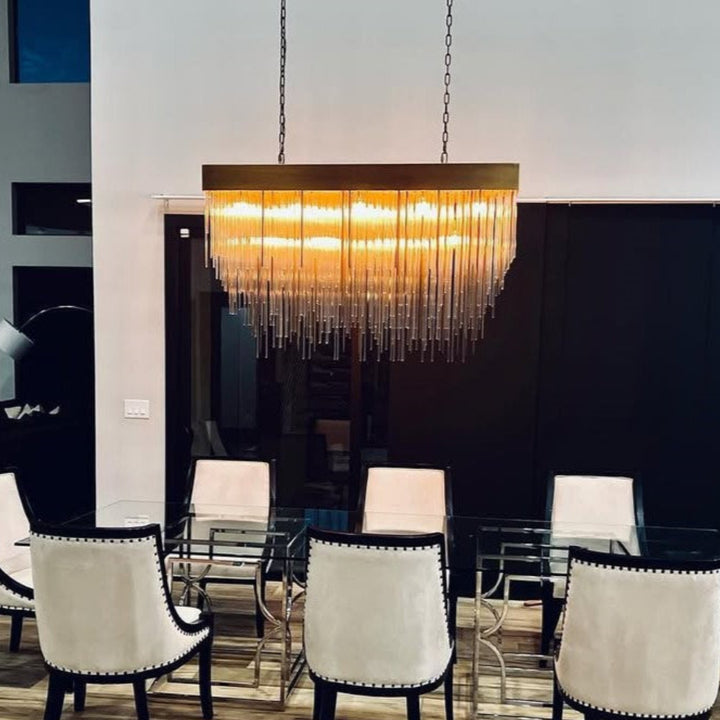 RAINY Long Modern Chandeliers for High Ceilings6