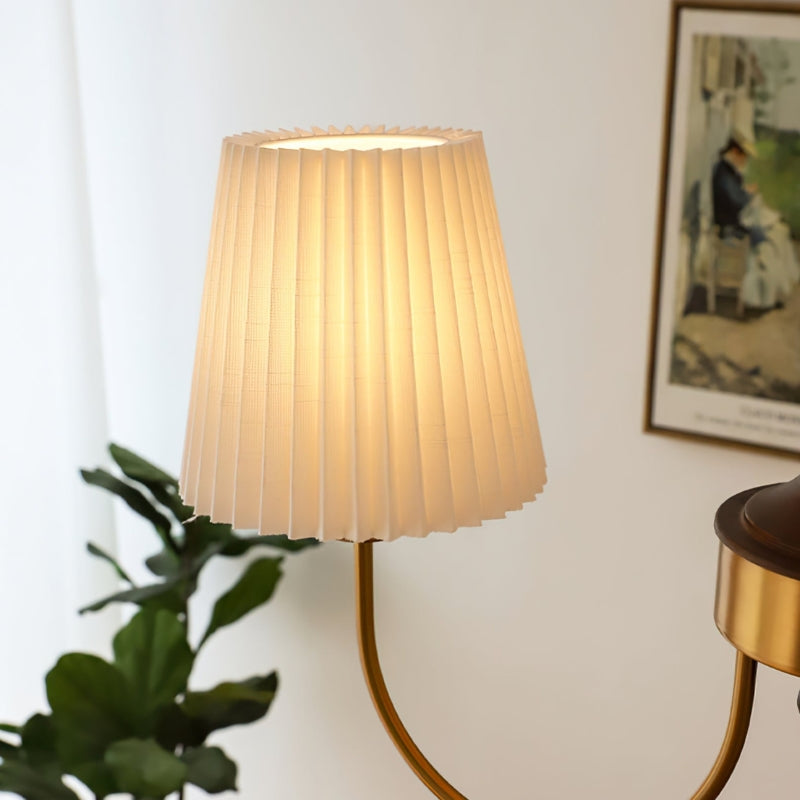 RORY Elegant Pleated Shade Wood Chandelier