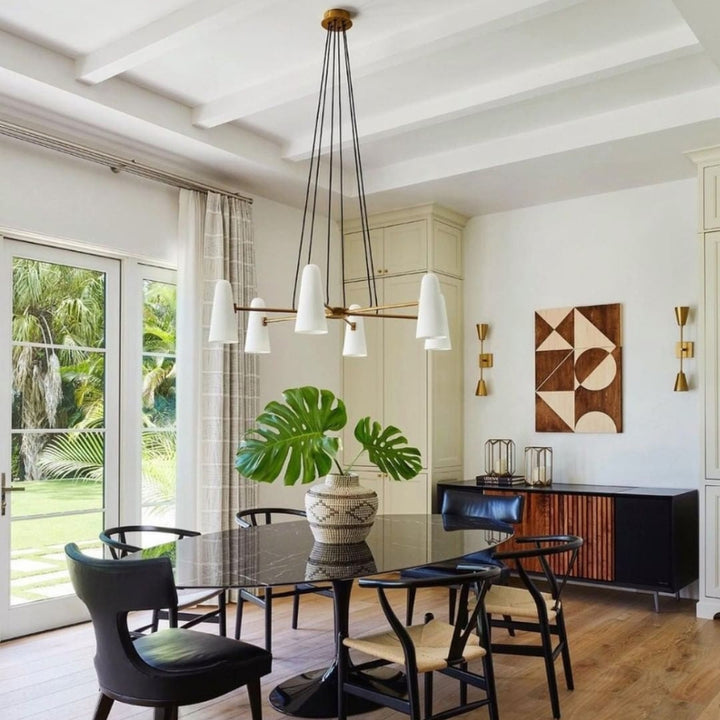 RYLEE Brass Glass Modern Luxury Lighting Chandelier