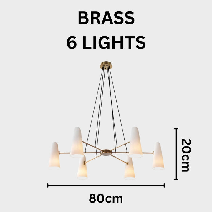 RYLEE Brass Glass Modern Luxury Lighting Chandelier