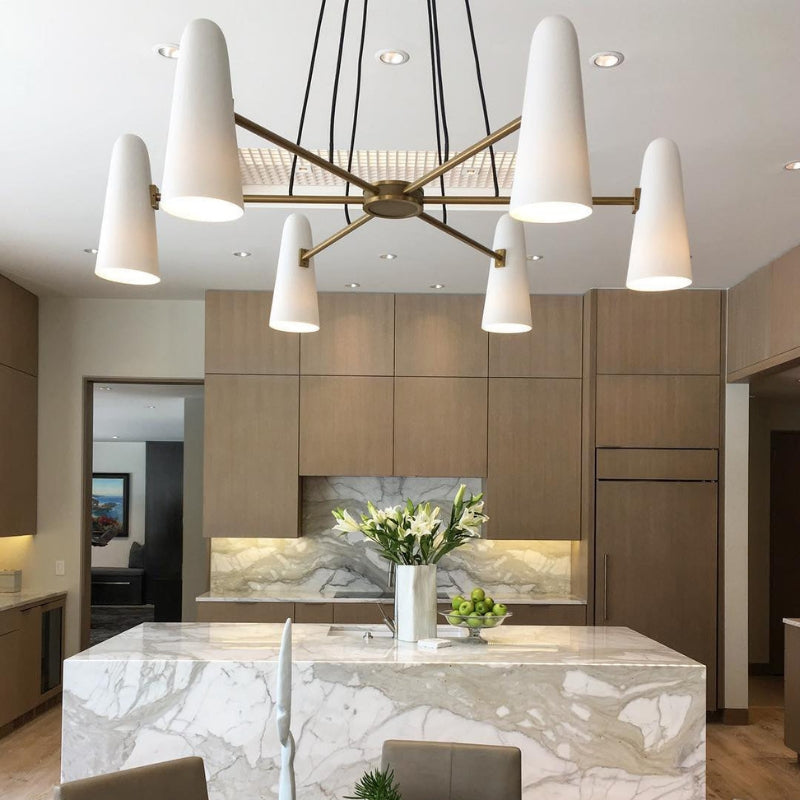 RYLEE Brass Glass Modern Luxury Lighting Chandelier