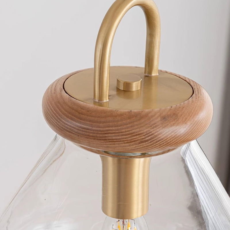 SAYLOR Clear Glass Wood Kitchen  Accent Pendant Light