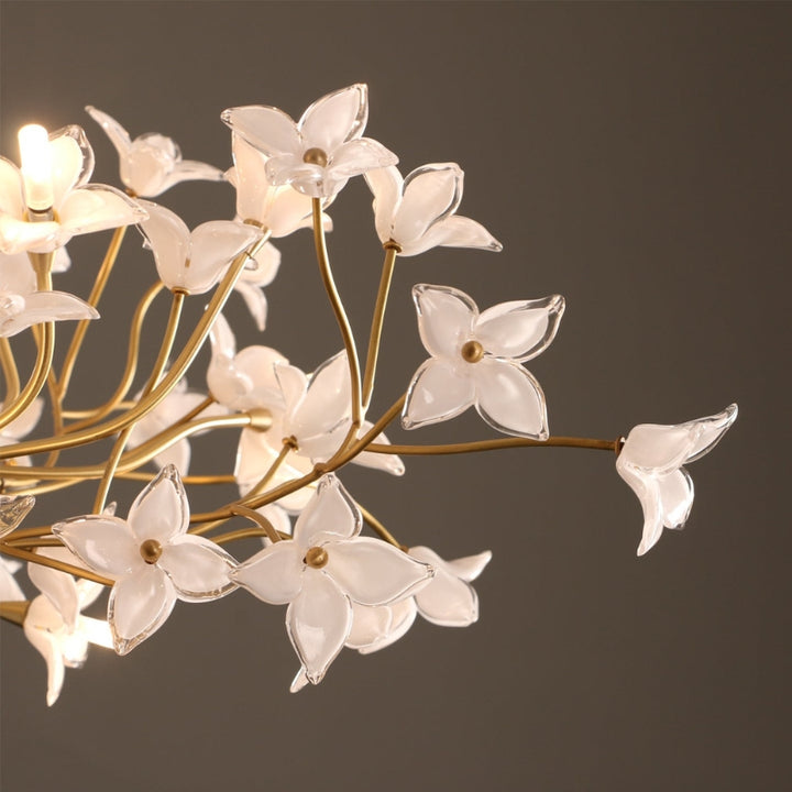SENNA Glass Nature-Inspired White Flowers Chandelier