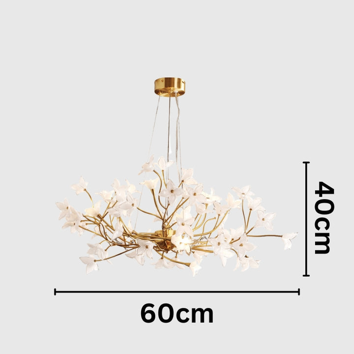 SENNA Glass Nature-Inspired White Flowers Chandelier