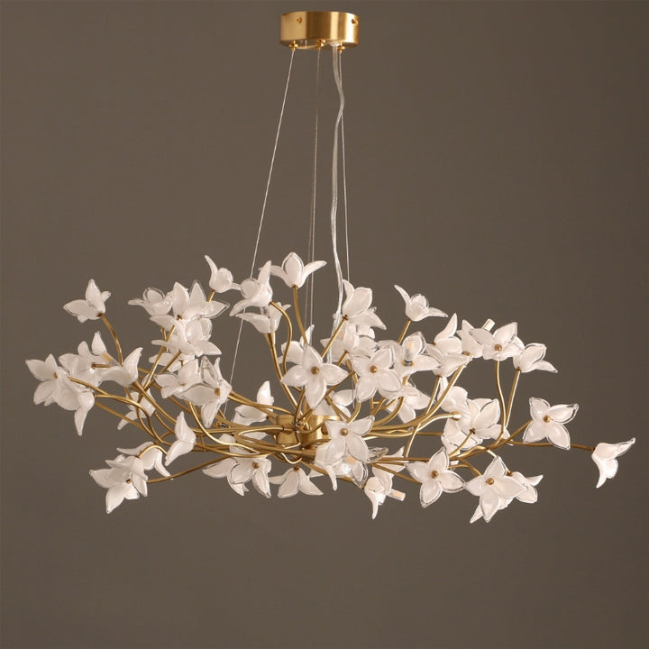 SENNA Glass Nature-Inspired White Flowers Chandelier