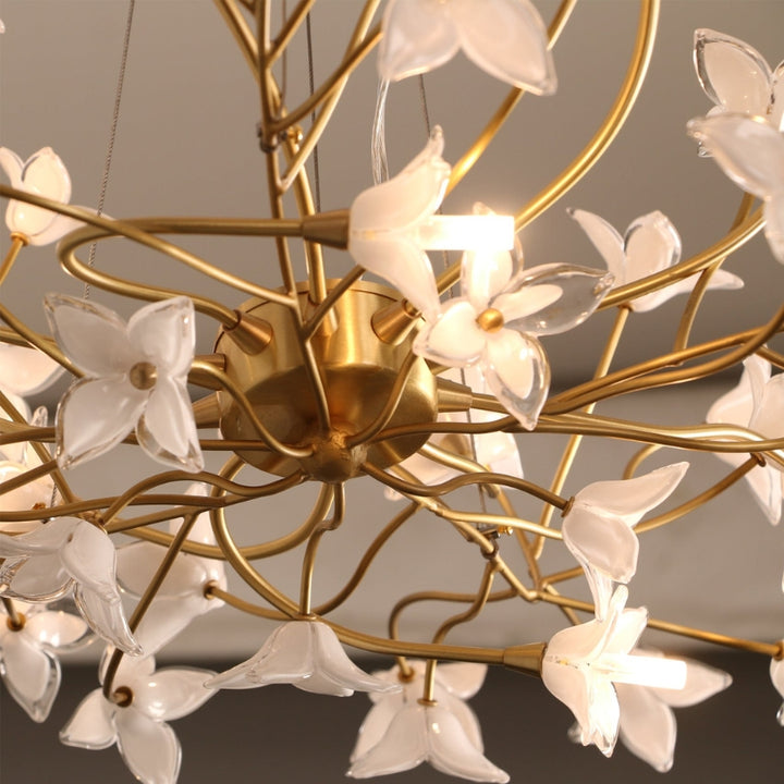 SENNA Glass Nature-Inspired White Flowers Chandelier