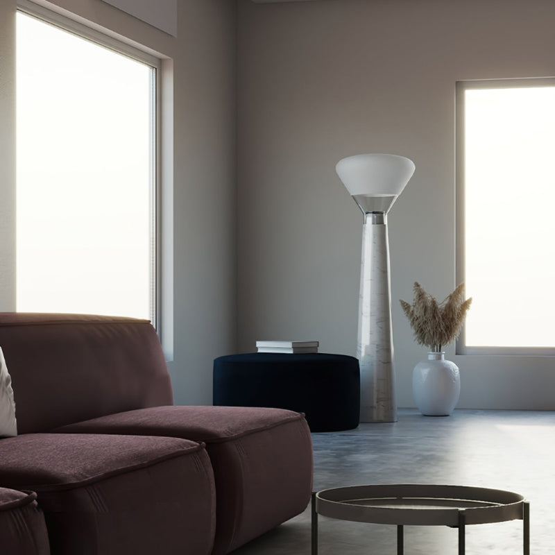 SIVIR Glass Large Living Room White Floor Lamp