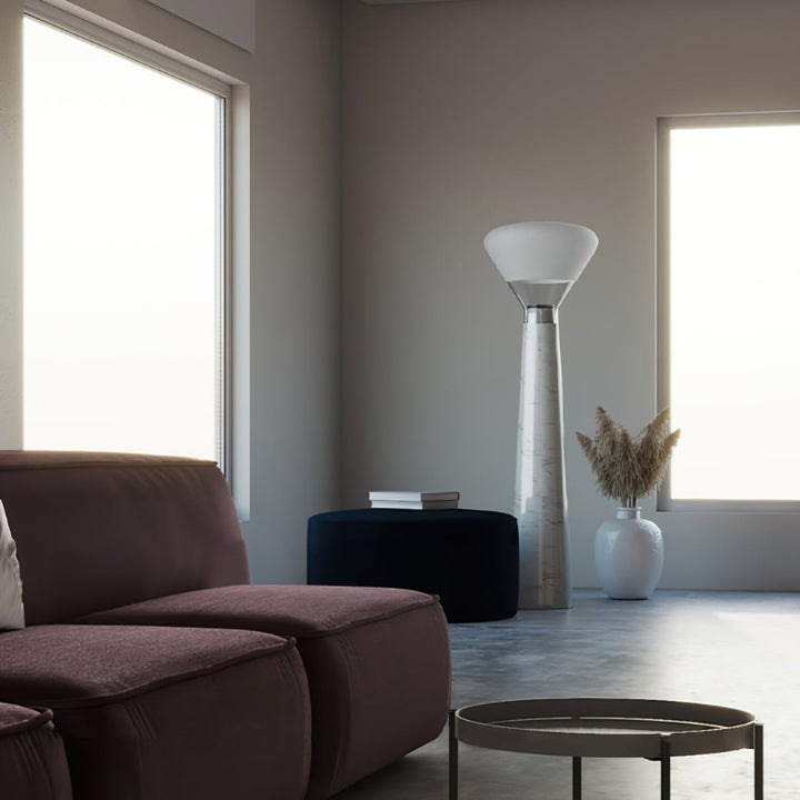 SIVIR Glass Large Living Room White Floor Lamp