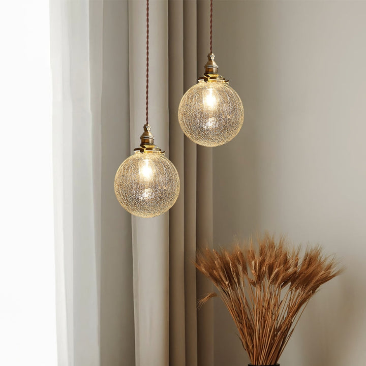 SONIA Brass Glass Fractured Pendant Light