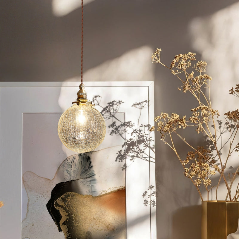 SONIA Brass Glass Fractured Pendant Light