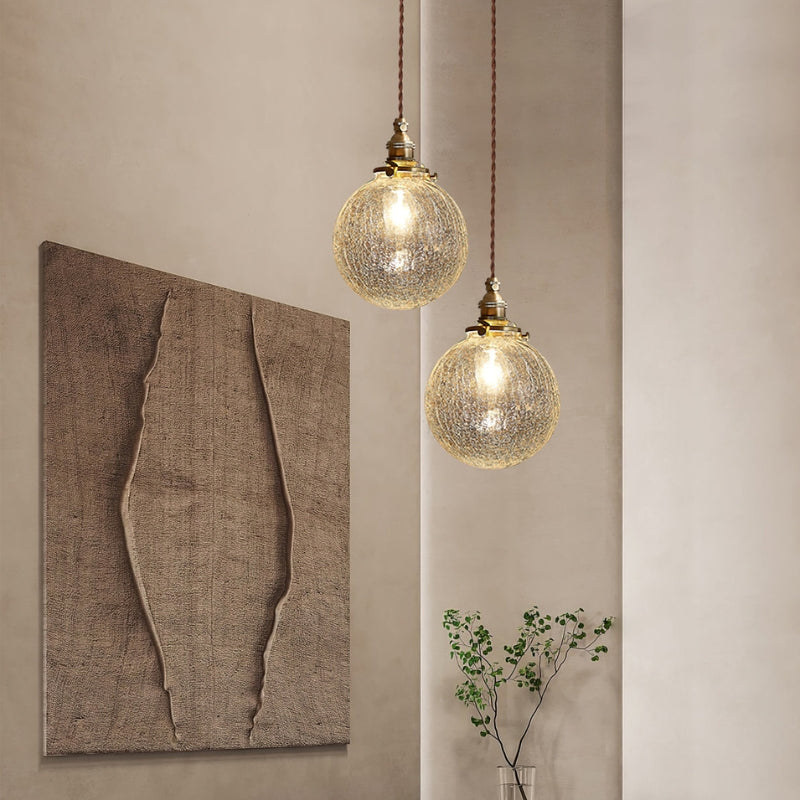 SONIA Brass Glass Fractured Pendant Light