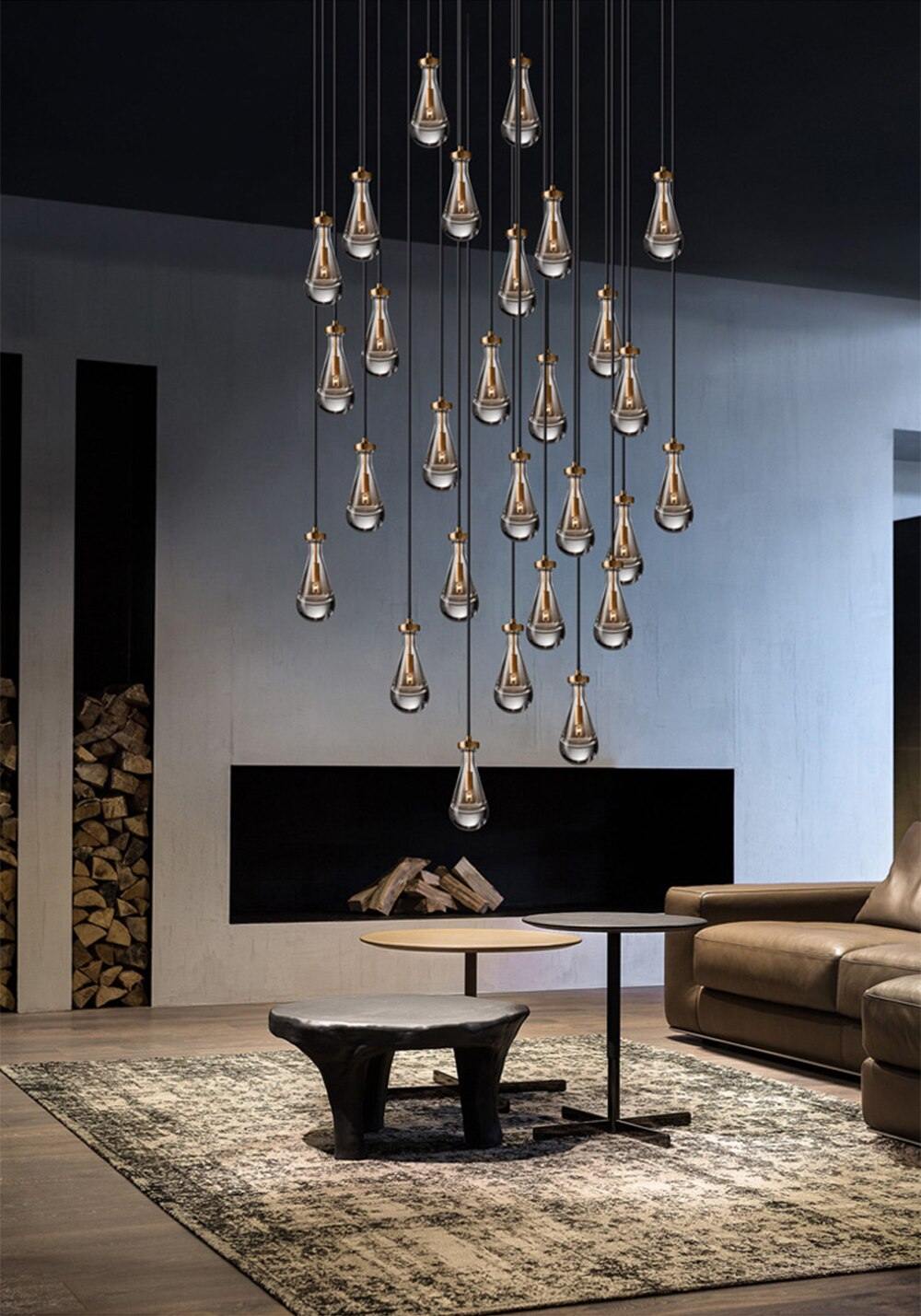 AIRE Brass Modern Staircase Chandelier