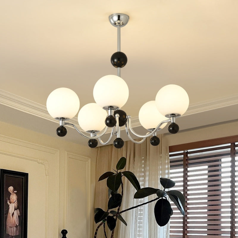 THALIA Bold Chrome Glass Globe Chandelier Lighting