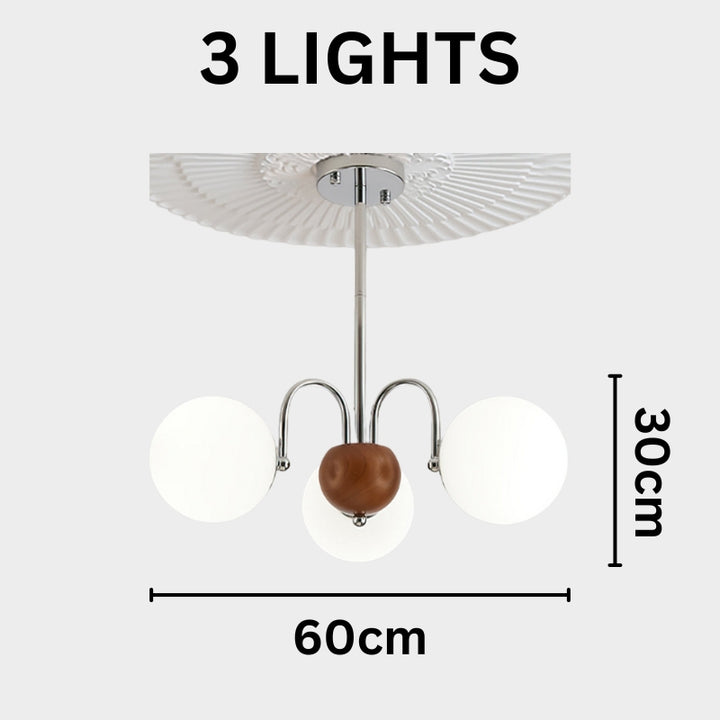 TRIS Chrome Modern Chrome and Wood Lighting Statement Chandelier