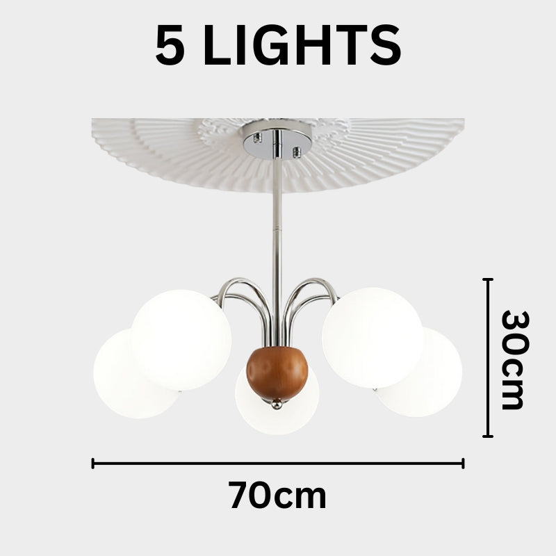 TRIS Chrome Modern Chrome and Wood Lighting Statement Chandelier