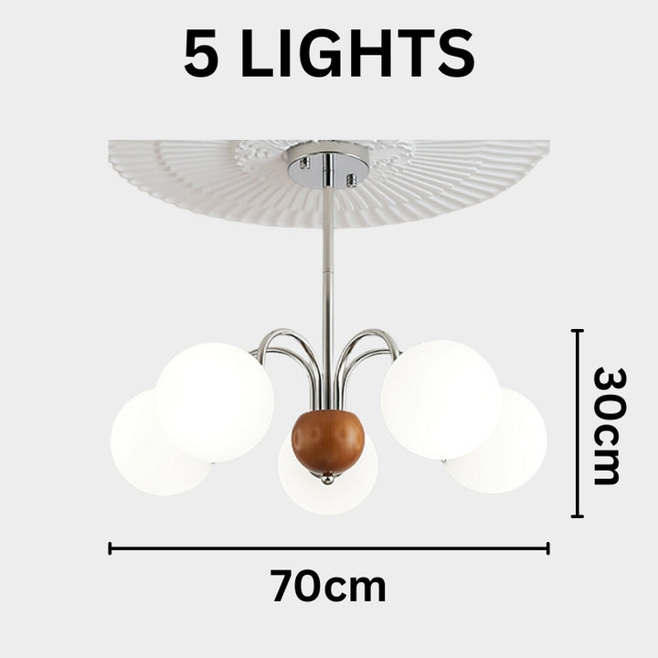 TRIS Chrome Modern Chrome and Wood Lighting Statement Chandelier