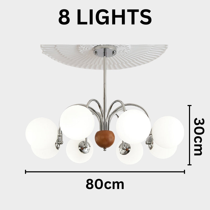 TRIS Chrome Modern Chrome and Wood Lighting Statement Chandelier