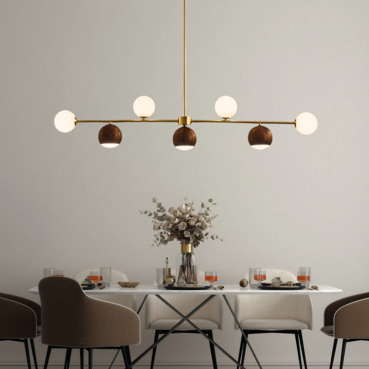 ULO Wood Linear Pendant Light Kitchen Island