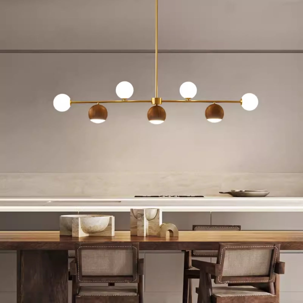 ULO Wood Linear Pendant Light Kitchen Island