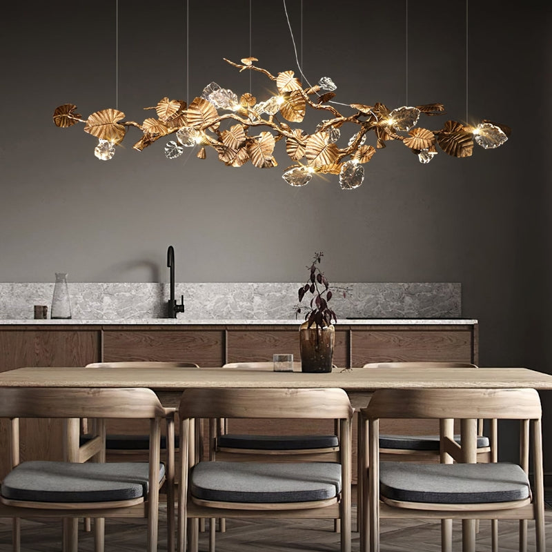 VEDA Glass Luxury Leaf Chandelier