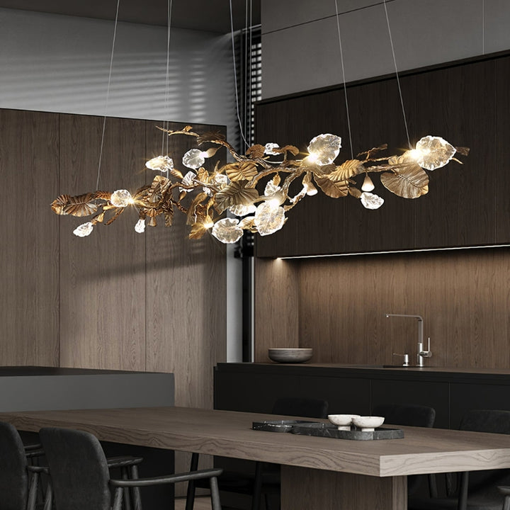 VEDA Glass Luxury Leaf Chandelier