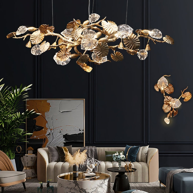 VEDA Glass Luxury Leaf Chandelier