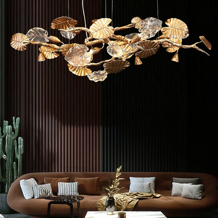 VEDA Glass Luxury Leaf Chandelier