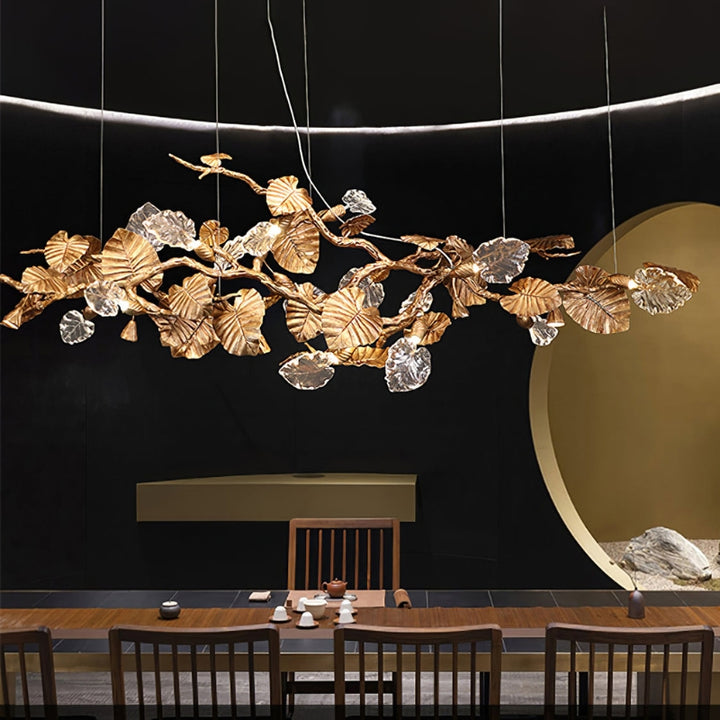 VEDA Glass Luxury Leaf Chandelier