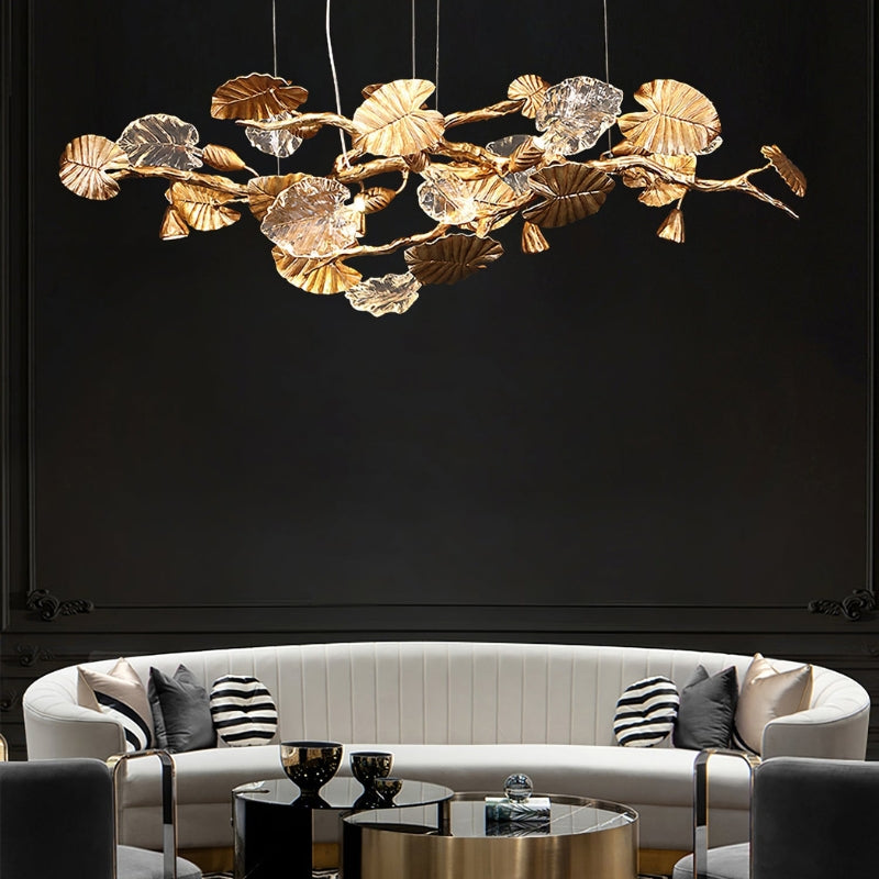 VEDA Glass Luxury Leaf Chandelier