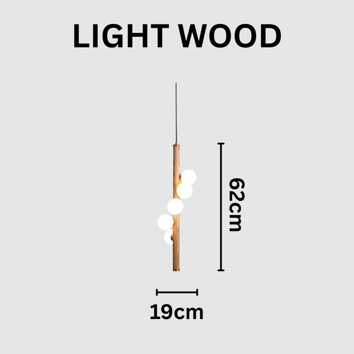 VER Glass Wood Vertical Decorative Pendant Light