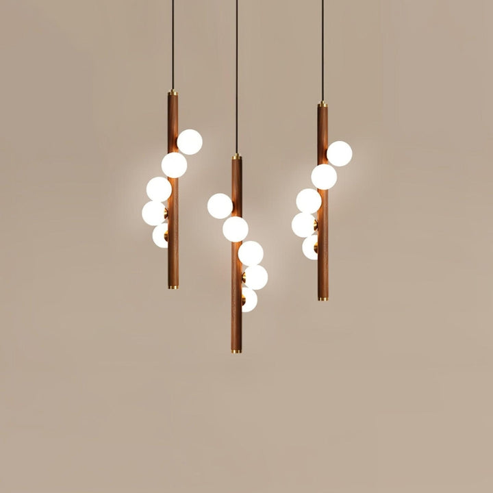 VER Glass Wood Vertical Decorative Pendant Light