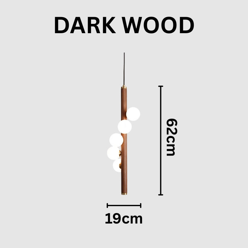 VER Glass Wood Vertical Decorative Pendant Light