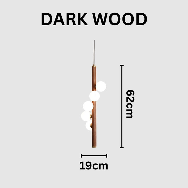 VER Glass Wood Vertical Decorative Pendant Light