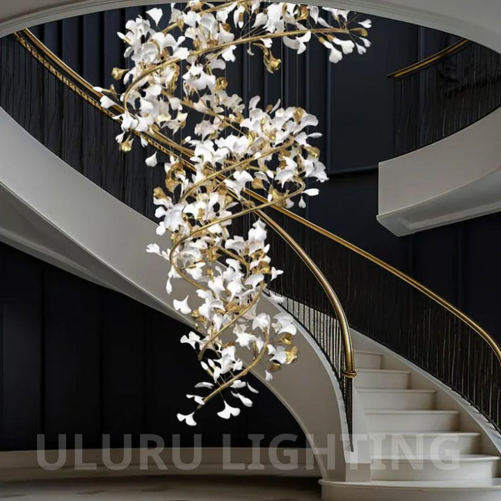 RINEST Flower Staircase Chandelier Lighting