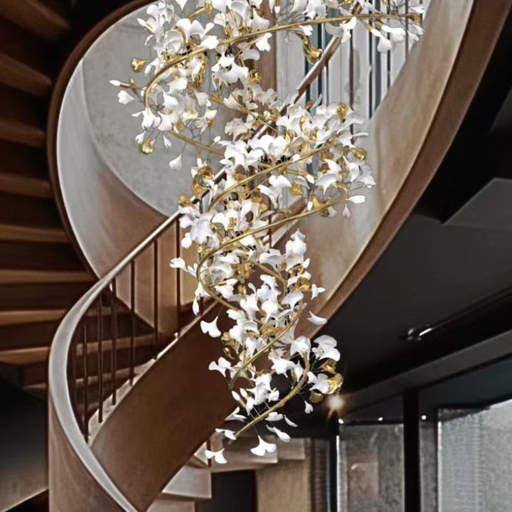 RINEST Flower Staircase Chandelier Lighting