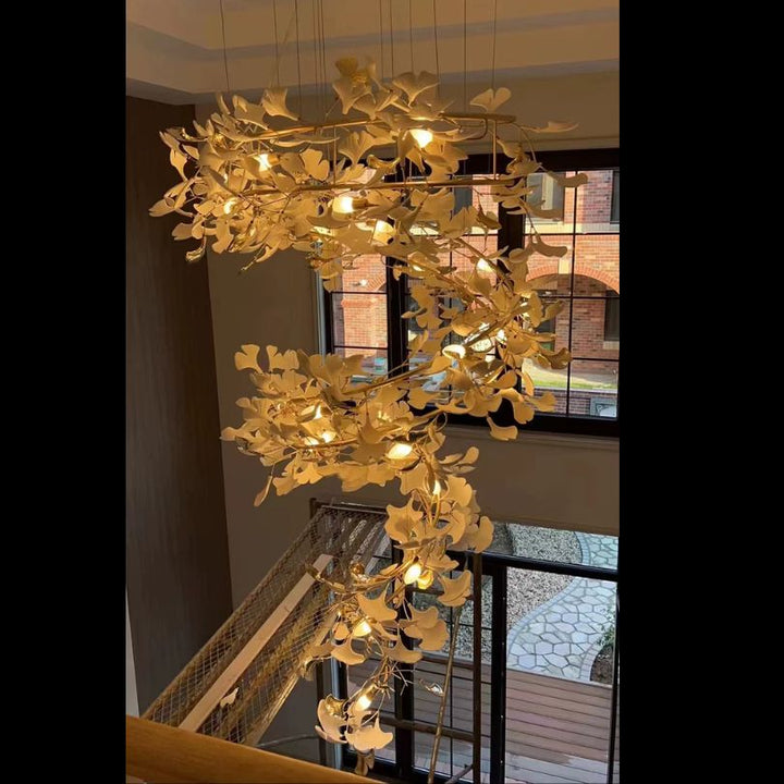 RINEST Flower Staircase Chandelier Lighting